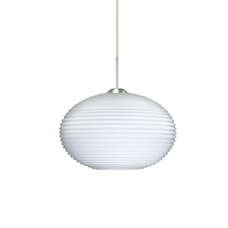 Besa Lighting Pape 10 Cord Pendant, Opal Ribbed, Satin Nickel Finish, 1x100W Incandescent 1JT-491207-SN